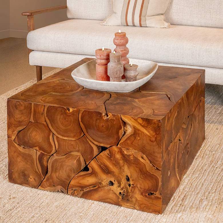 Image 1 Square Teak Root Slice Coffee Table