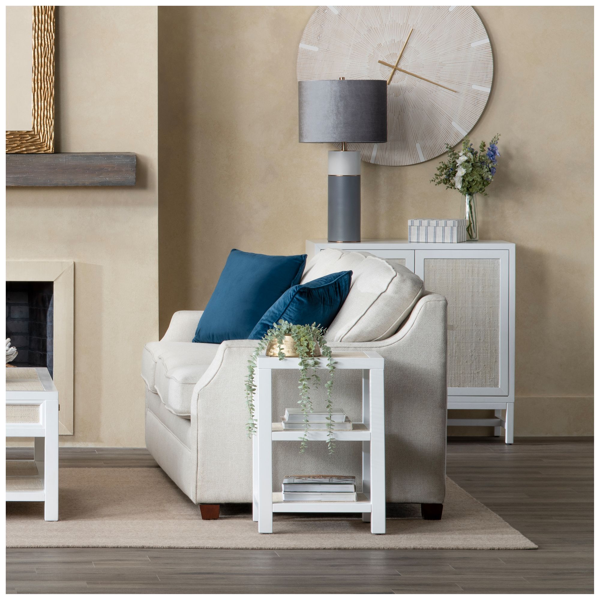 Image 4 Square White Solid Wood Accent End Table more views