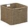 Square Wicker Basket, Seagrass Cube with Stainless Steel Handles, Natural