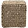 4_Square Wicker Basket, Seagrass Cube with Stainless Steel Handles, Natural more views