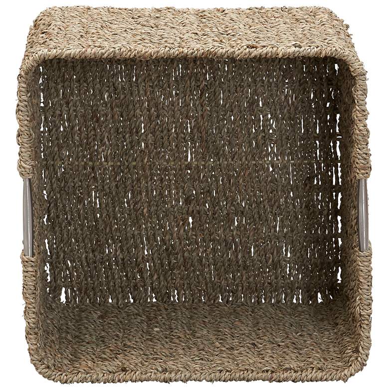 Image 5 Square Wicker Basket, Seagrass Cube with Stainless Steel Handles, Natural more views