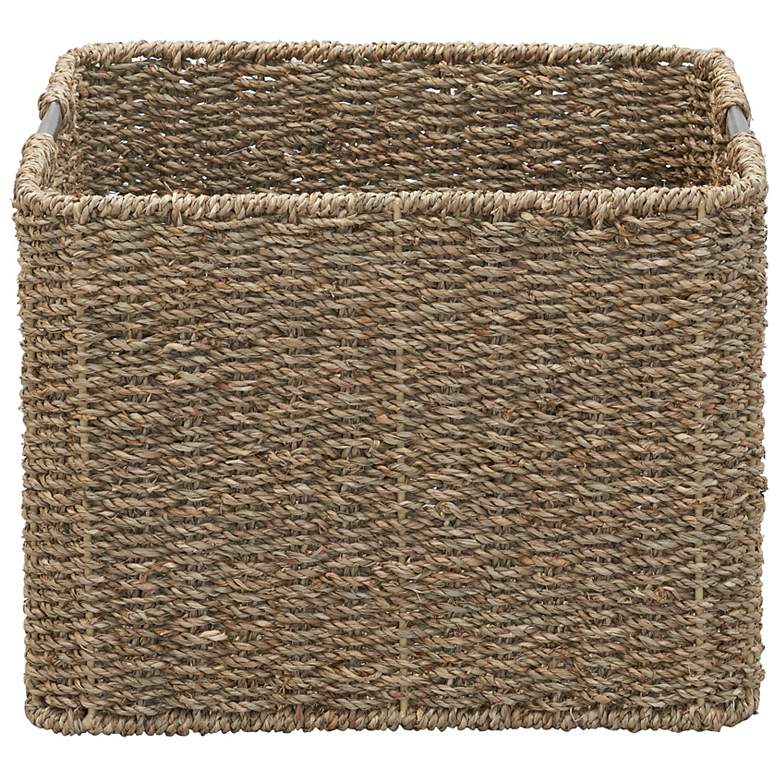 Image 6 Square Wicker Basket, Seagrass Cube with Stainless Steel Handles, Natural more views