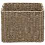 6_Square Wicker Basket, Seagrass Cube with Stainless Steel Handles, Natural more views