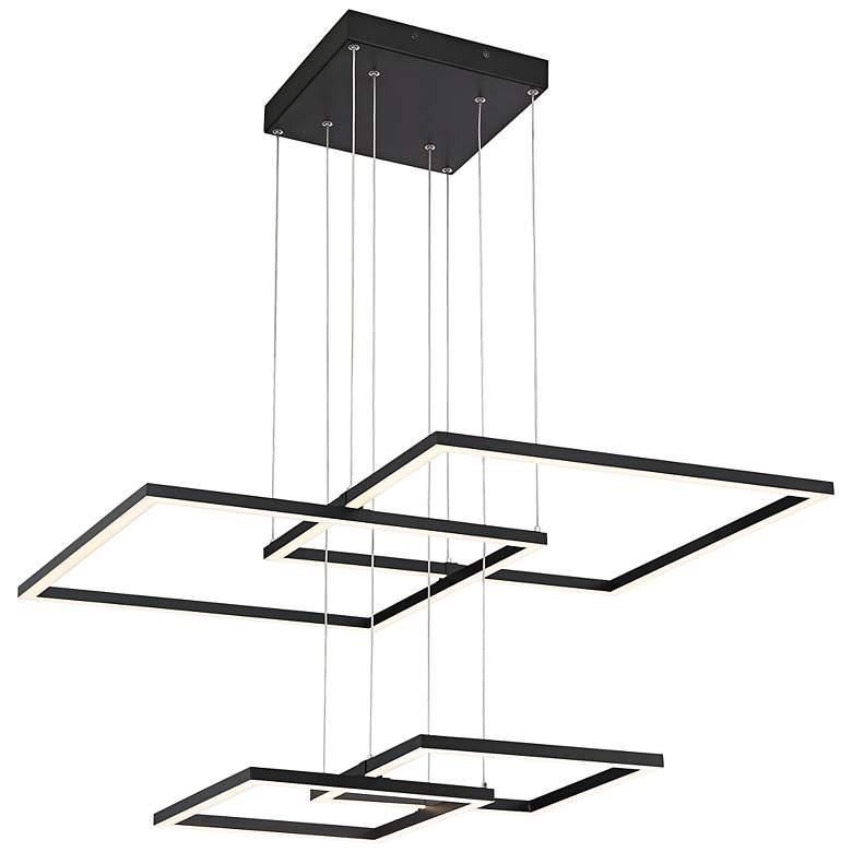 Image 2 Squared 30 1/4 inch Wide Black LED Pendant Light