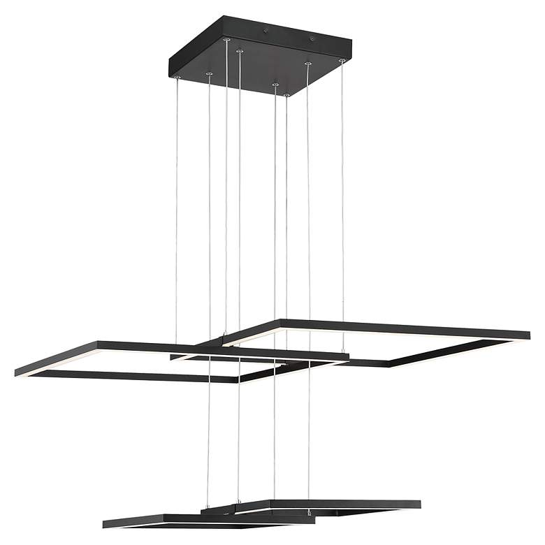 Image 4 Squared 30 1/4 inch Wide Black LED Pendant Light more views