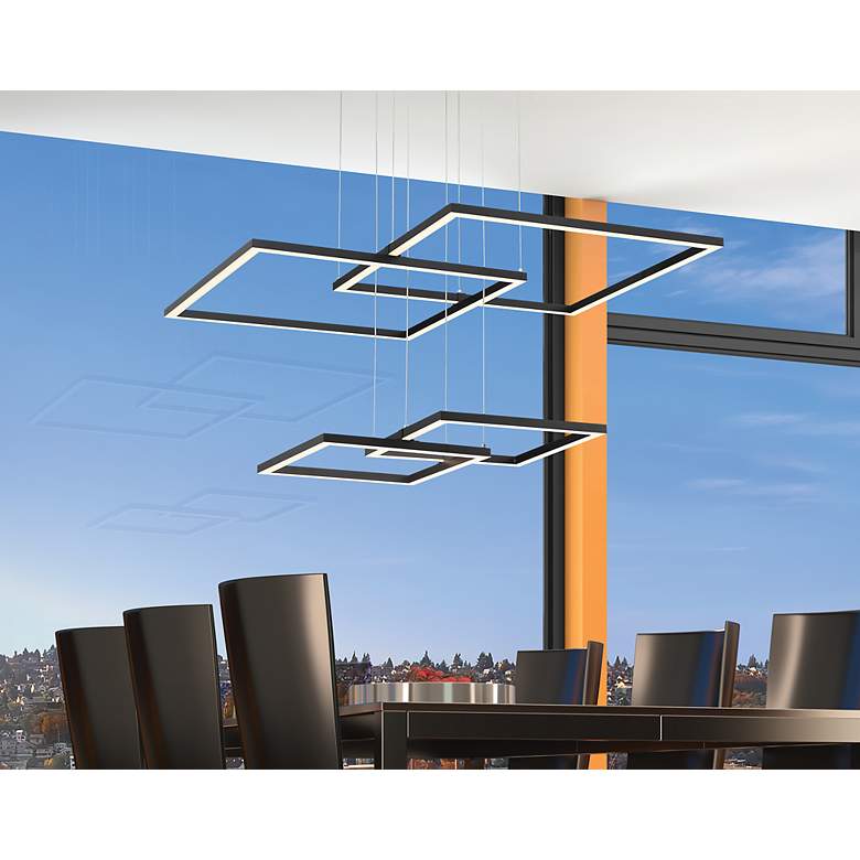 Image 7 Squared 30 1/4" Wide Black LED Pendant Light more views