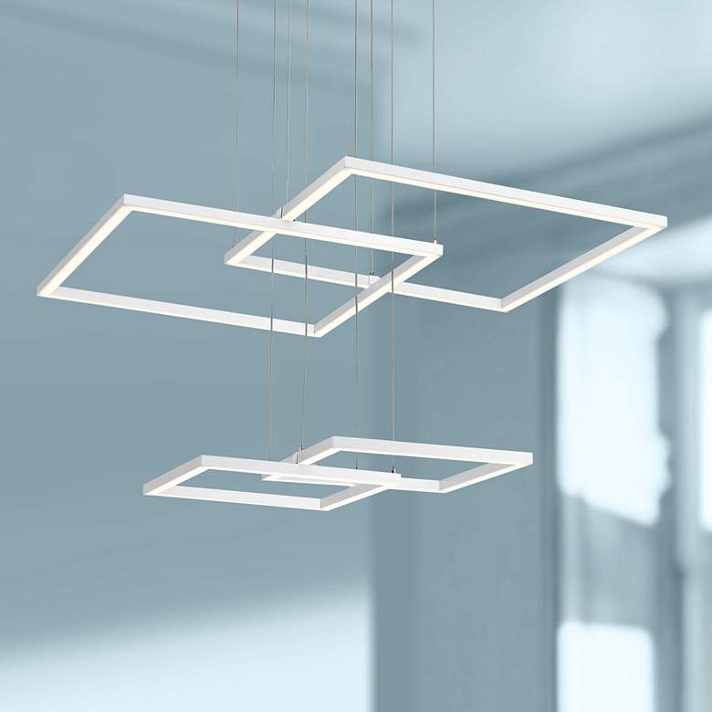 Image 1 Squared 30 1/4" Wide Geometric White Finish Modern LED Pendant Light
