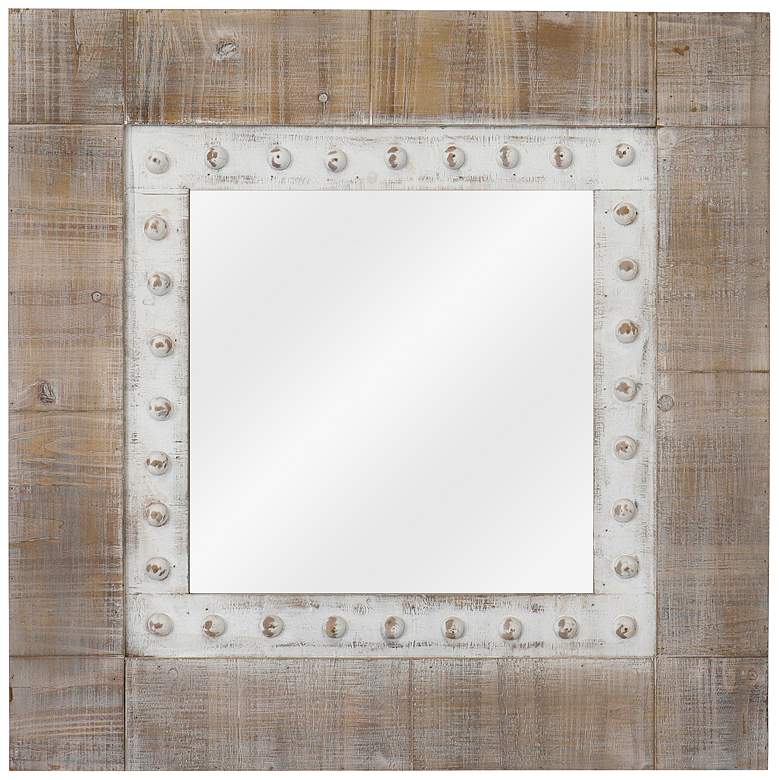 Image 1 Squared Away Natural and White 31 1/2" Square Wall Mirror