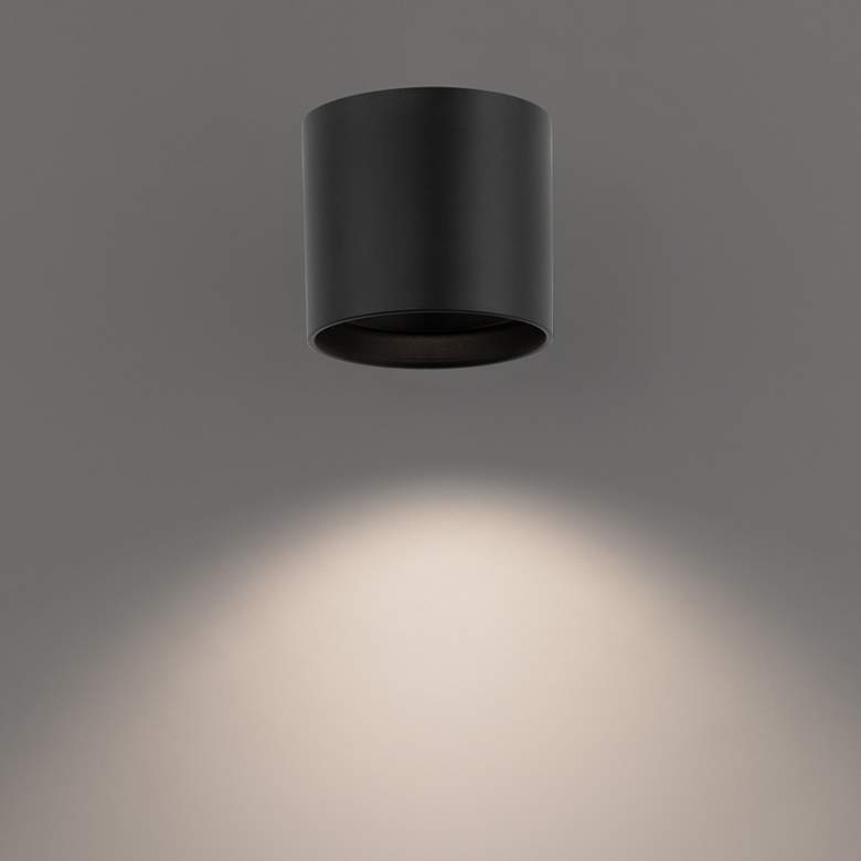 Image 4 Squat 4.5 inchH x 5 inchW 1-Light Outdoor Flush Mount in Black more views