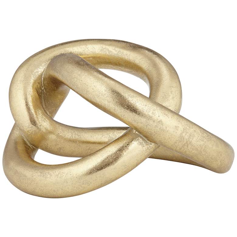 Image 3 Squiggly II 6 1/2" High Shiny Gold-Leaf Chain Sculpture