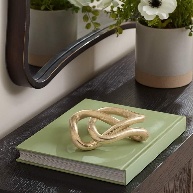 Image 1 Squiggly III 6" Wide Shiny Gold Leaf Chain Sculpture