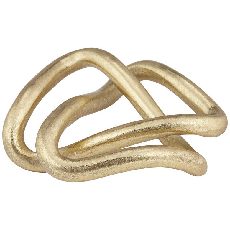 Image 4 Squiggly III 6" Wide Shiny Gold Leaf Chain Sculpture more views