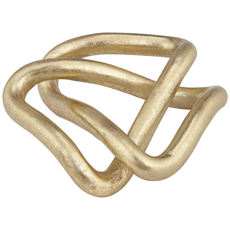 Image 4 Squiggly III 6" Wide Shiny Gold Leaf Chain Sculpture more views