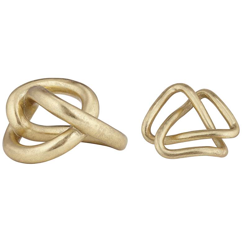 Image 1 Squiggly Shiny Gold Leaf 2-Piece Chain Sculpture Set