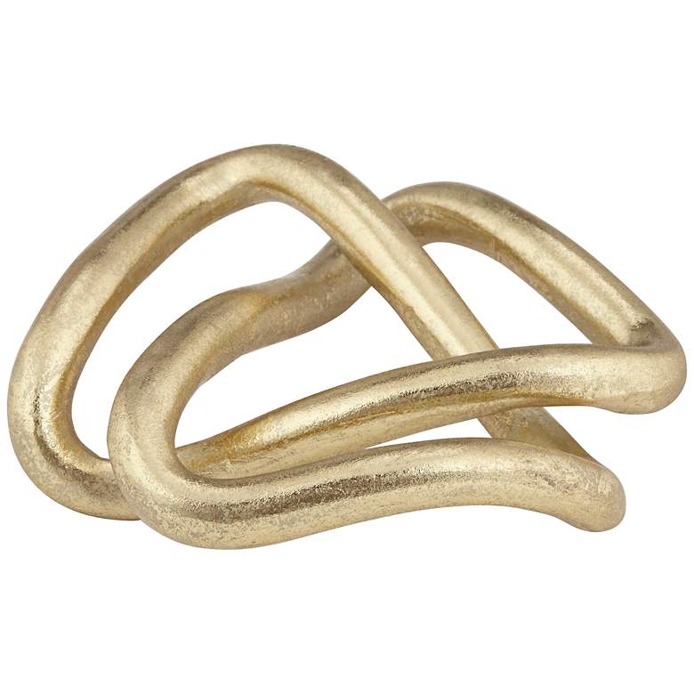Image 6 Squiggly Shiny Gold Leaf 2-Piece Chain Sculpture Set more views