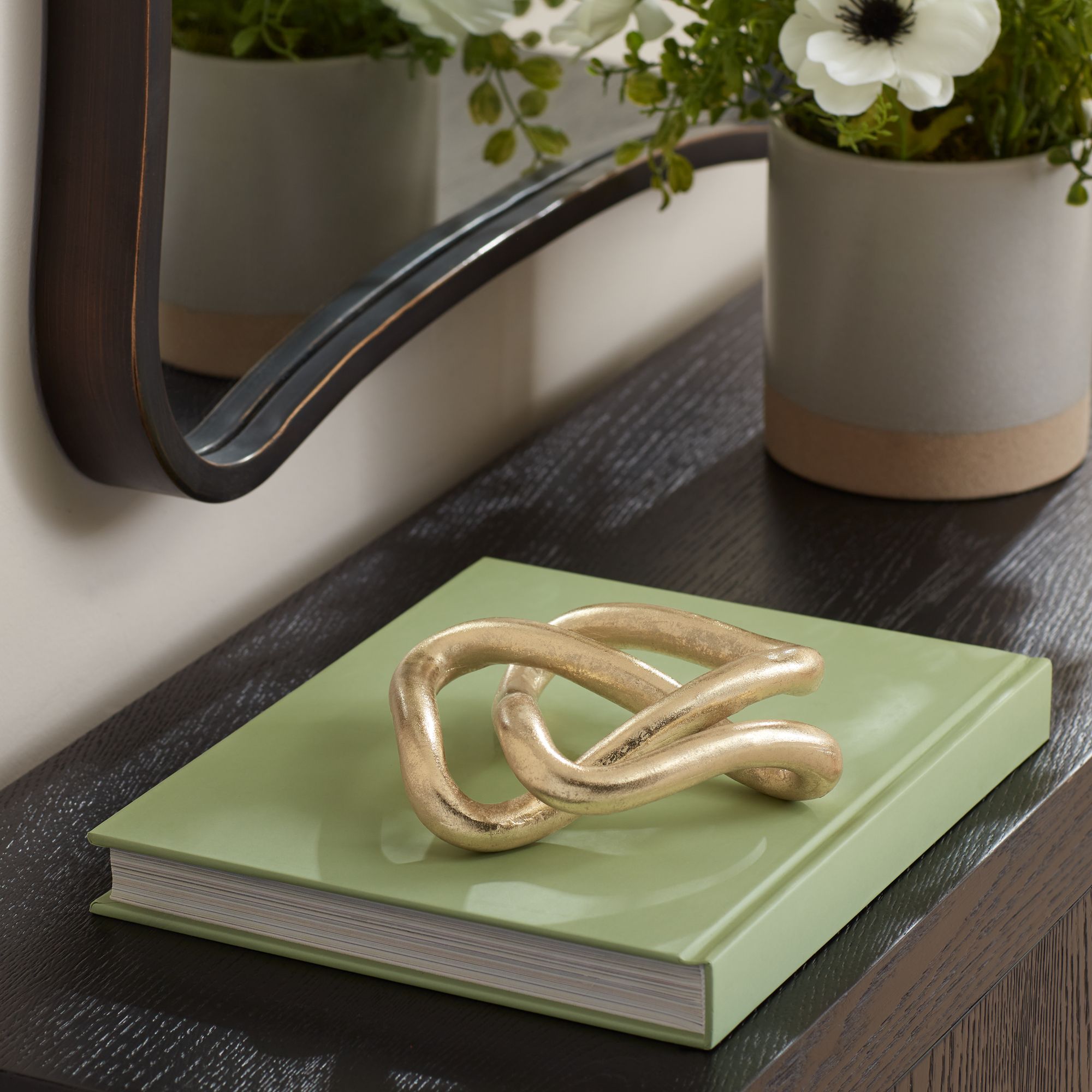 Squiggly Shiny Gold Leaf 2-Piece Chain Sculpture Set