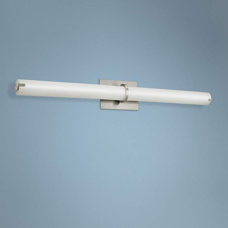 Image 1 Squire 26 1/4 inch Wide Brushed Nickel Round LED Modern Bath Light