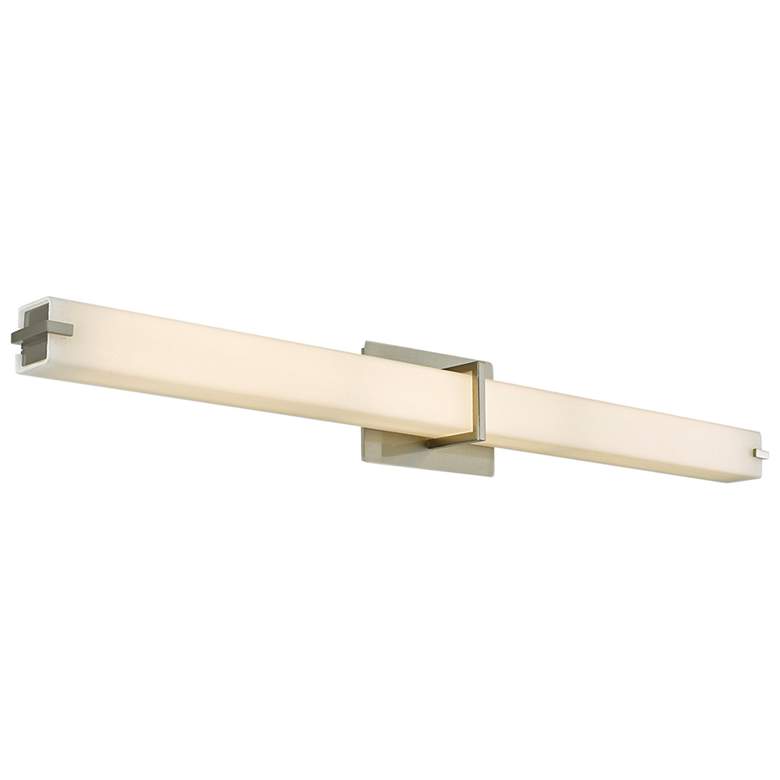 Image 2 Squire 38 inch Wide Brushed Nickel Square LED Modern Bath Light