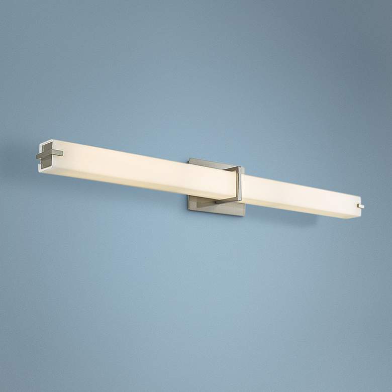 Image 1 Squire 38 inch Wide Brushed Nickel Square LED Modern Bath Light