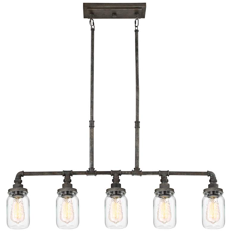 Image 3 Squire 38" Wide Rustic Black Kitchen Island Light Chandelier more views