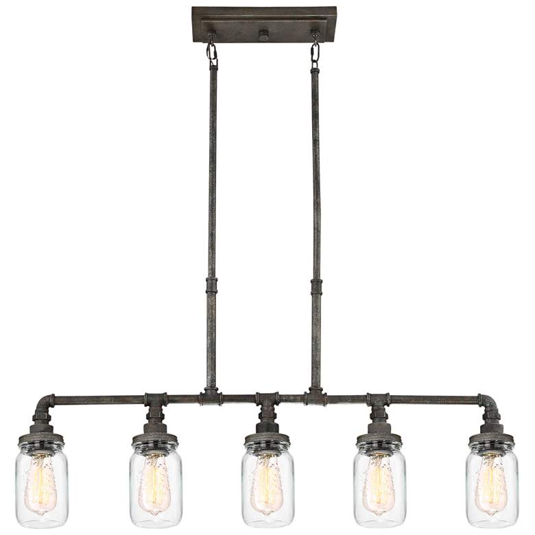 Image 3 Squire 38 inch Wide Rustic Black Kitchen Island Light Chandelier more views