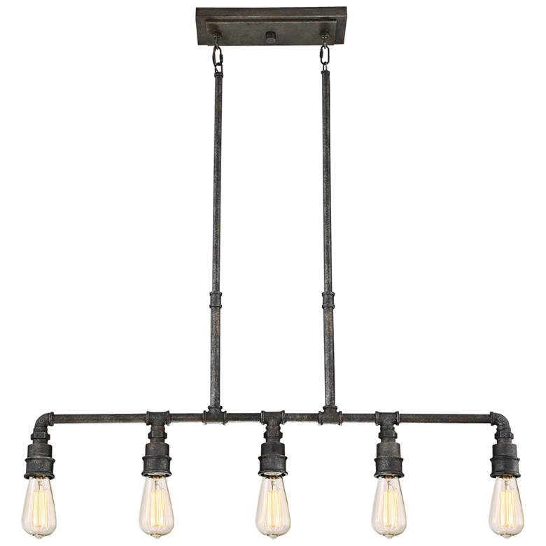 Image 5 Squire 38 inch Wide Rustic Black Kitchen Island Light Chandelier more views