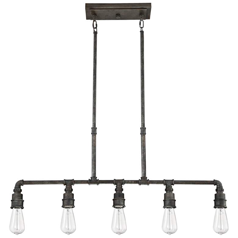 Image 6 Squire 38 inch Wide Rustic Black Kitchen Island Light Chandelier more views