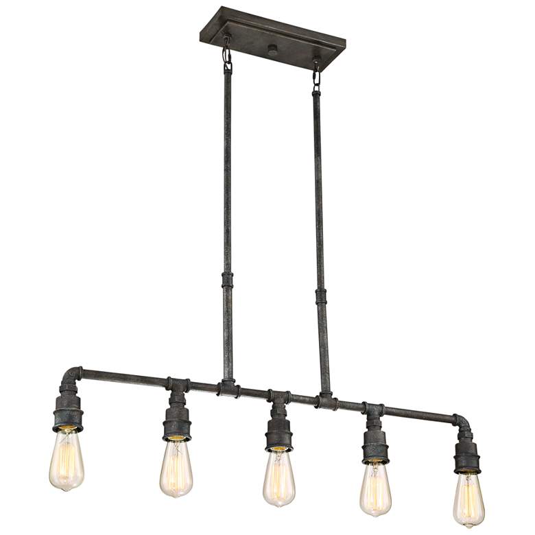 Image 7 Squire 38" Wide Rustic Black Kitchen Island Light Chandelier more views