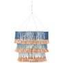 1_St. Barts 33"W Sugar White and Blue 3-Tier Drum Chandelier