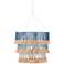St. Barts 33"W Sugar White and Blue 3-Tier Drum Chandelier