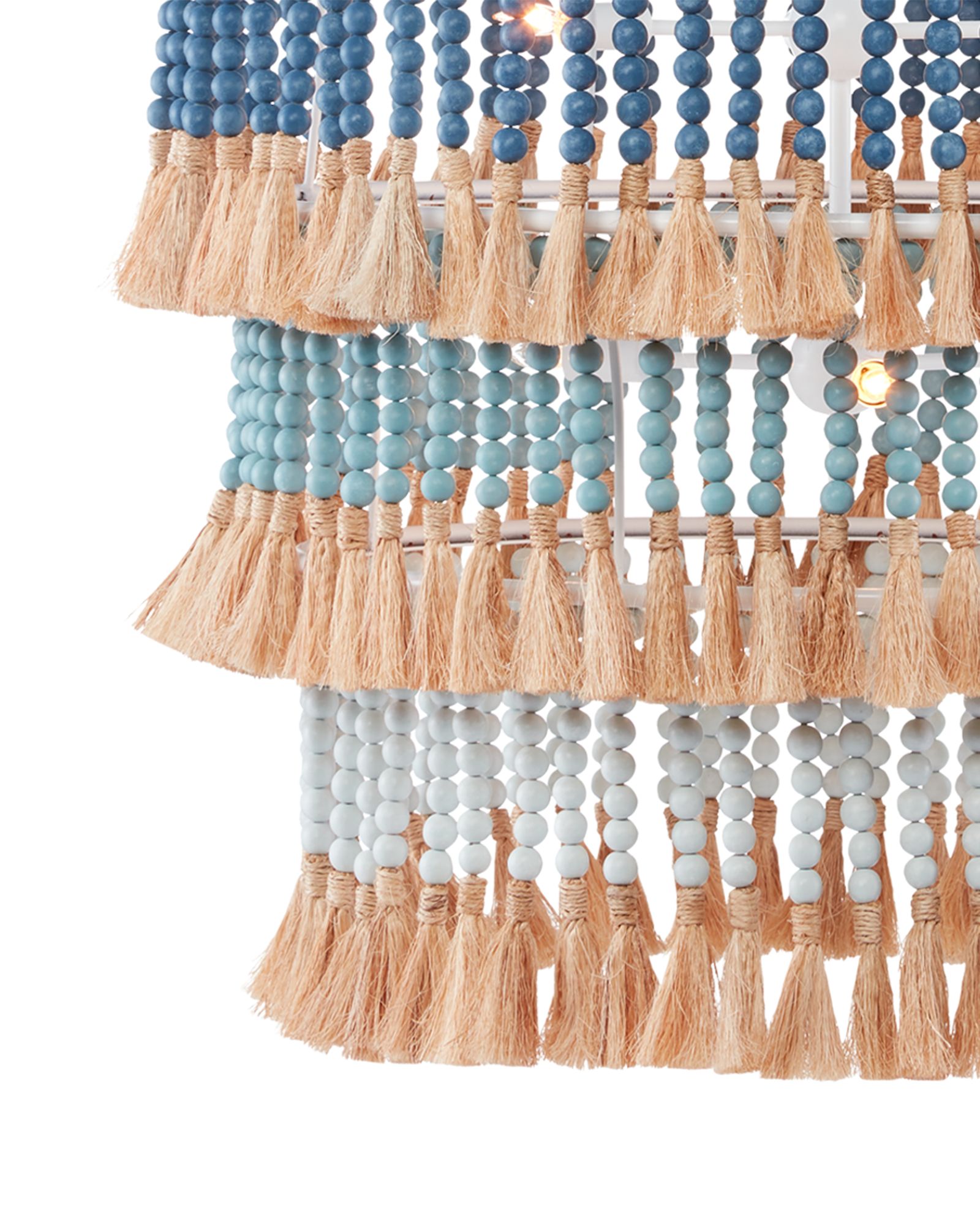 Image 2 St. Barts 33"W Sugar White and Blue 3-Tier Drum Chandelier more views