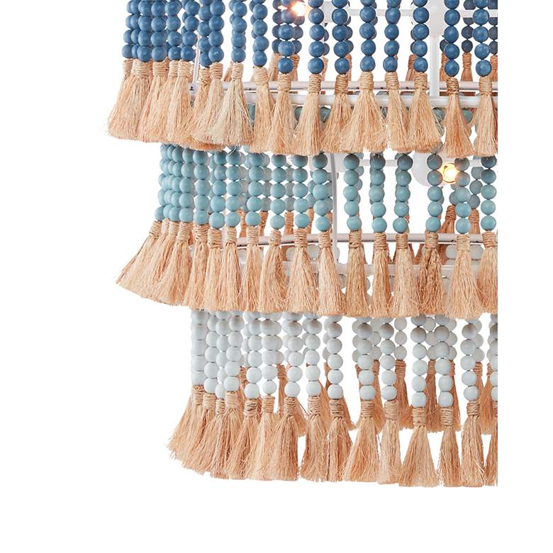 Image 2 St. Barts 33"W Sugar White and Blue 3-Tier Drum Chandelier more views