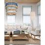 4_St. Barts 33"W Sugar White and Blue 3-Tier Drum Chandelier more views