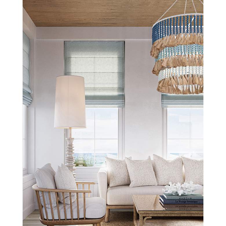 Image 5 St. Barts 33"W Sugar White and Blue 3-Tier Drum Chandelier more views