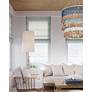 5_St. Barts 33"W Sugar White and Blue 3-Tier Drum Chandelier more views