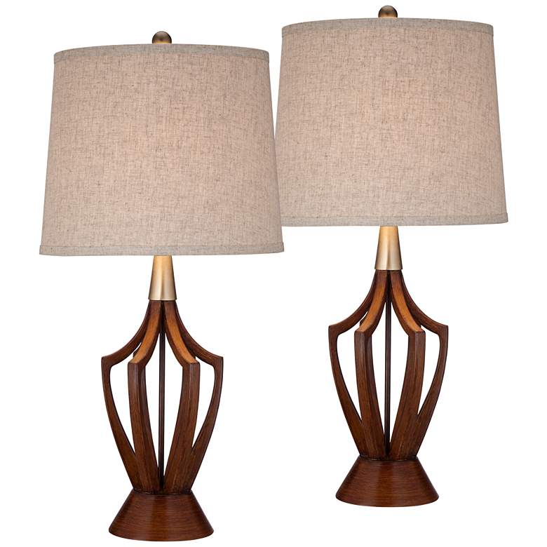Image 2 St. Claire Wood Open Base Table Lamps Set of 2