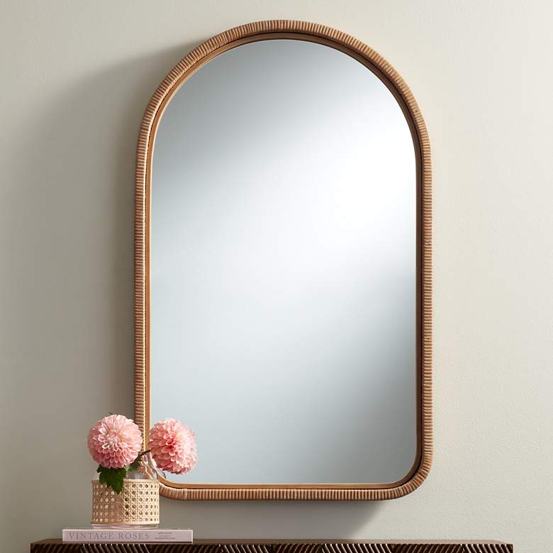 Image 1 St. Croix Natural Rattan 24 1/4" x 39" Arch Top Wall Mirror