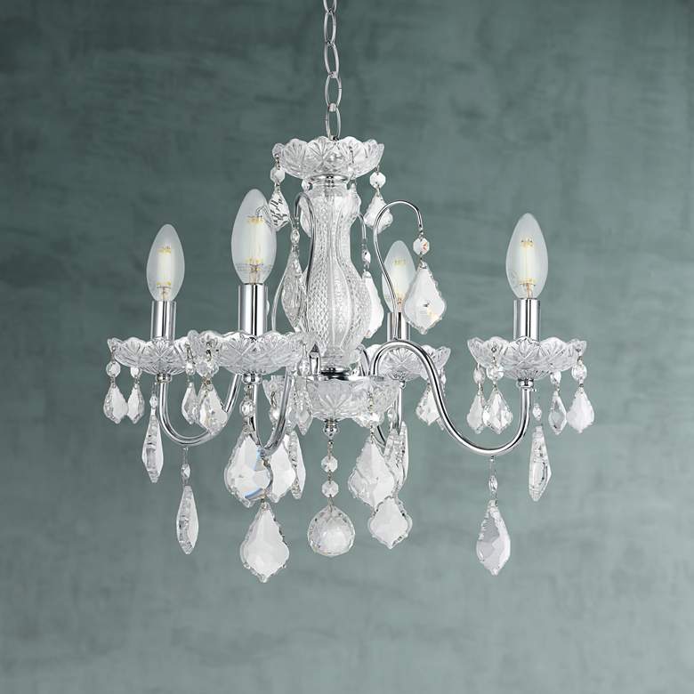 Image 1 St. Francis 17 inch Wide Chrome and Crystal 4-Light Chandelier