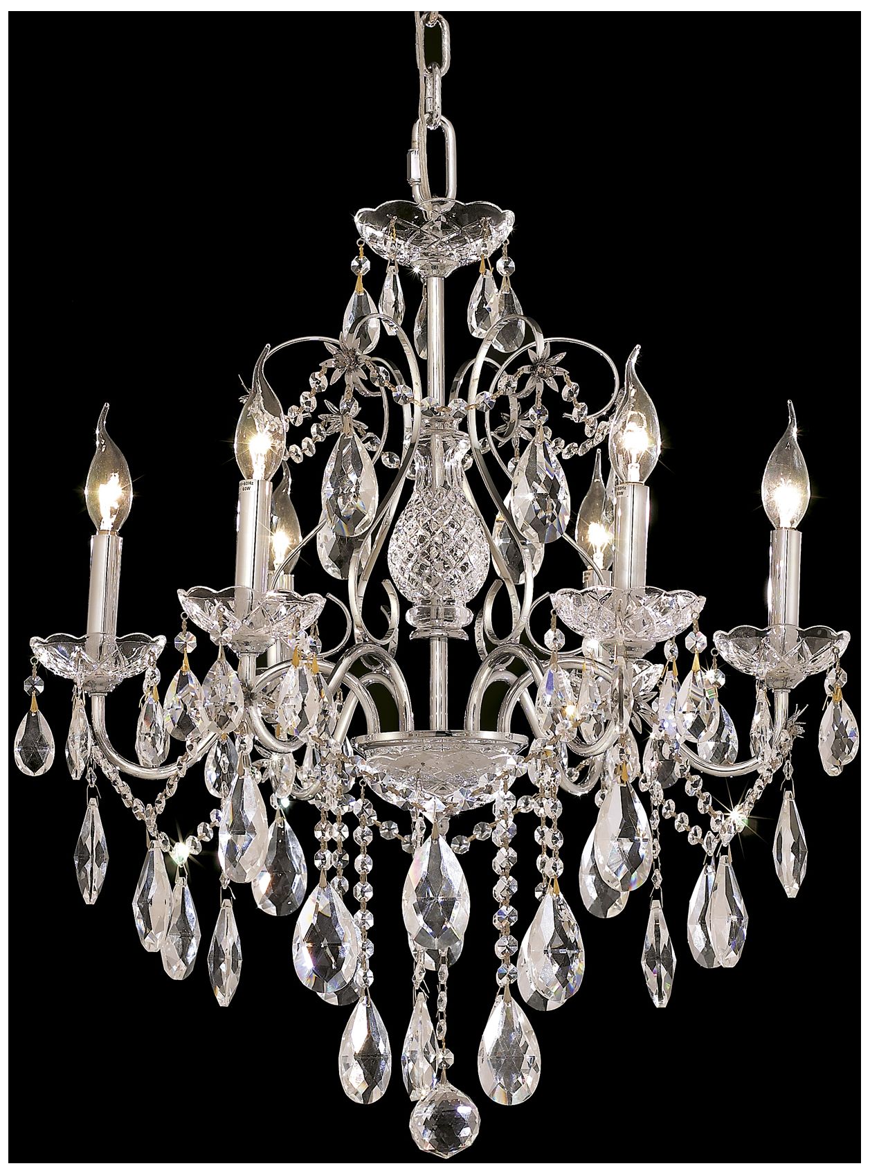 St.Francis 24"W Chrome and Clear Crystal 6-Light Chandelier