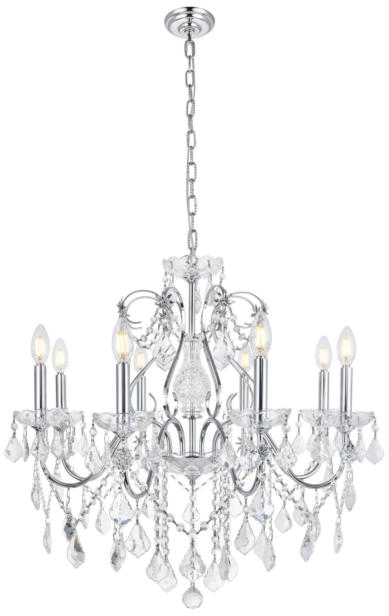 St. Francis 26" Wide Chrome and Crystal 8-Light Chandelier