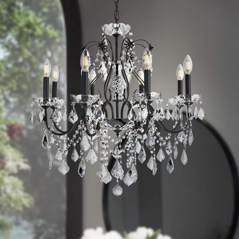 Image 1 St.Francis 26" Wide Dark Bronze Crystal 8-Light Chandelier