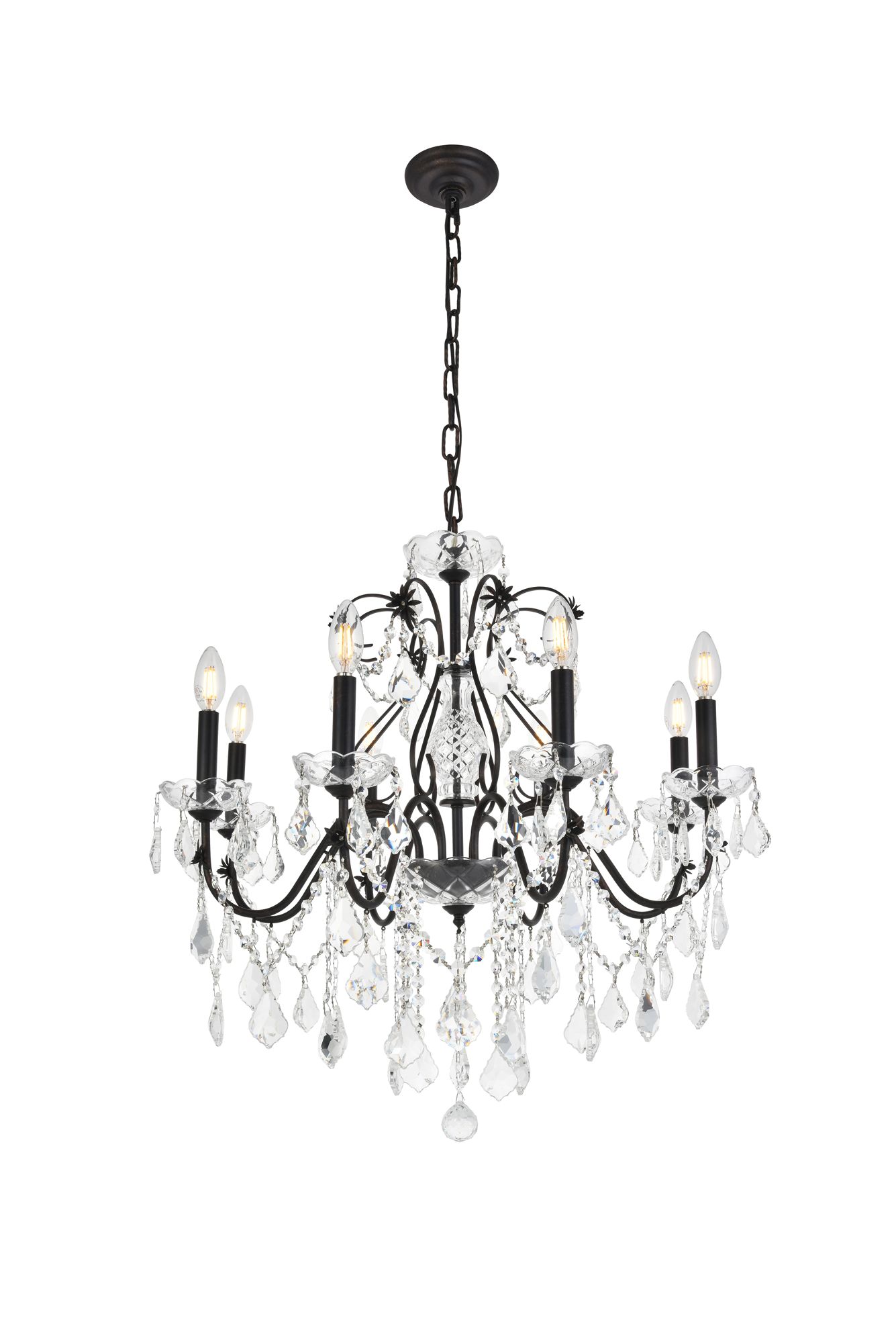 St.Francis 26" Wide Dark Bronze Crystal 8-Light Chandelier
