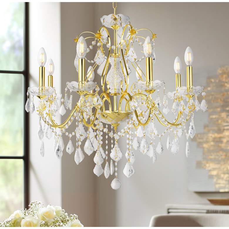Image 1 St.Francis 26" Wide Gold Crystal 8-Light Chandelier