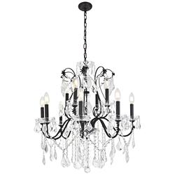 St.Francis 28" Wide Dark Bronze Crystal 12-Light Chandelier