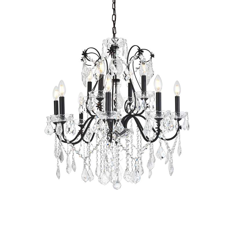 Image 3 St.Francis 28" Wide Dark Bronze Crystal 12-Light Chandelier more views