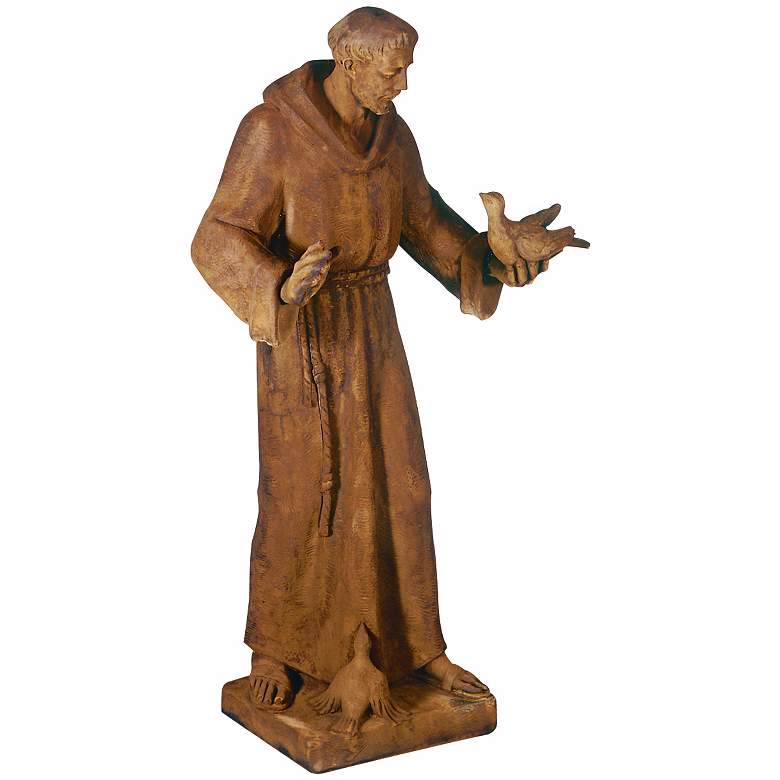 Image 2 St. Francis with Birds 33 inch Cast Stone Garden Sculpture