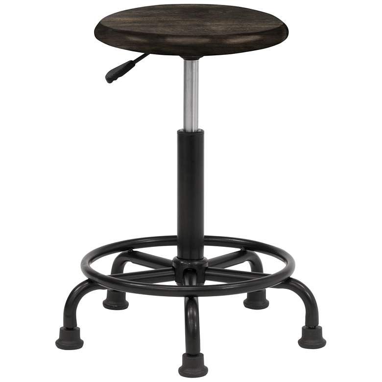 Image 2 St. James Distressed Black Wood Swivel Adjustable Stool