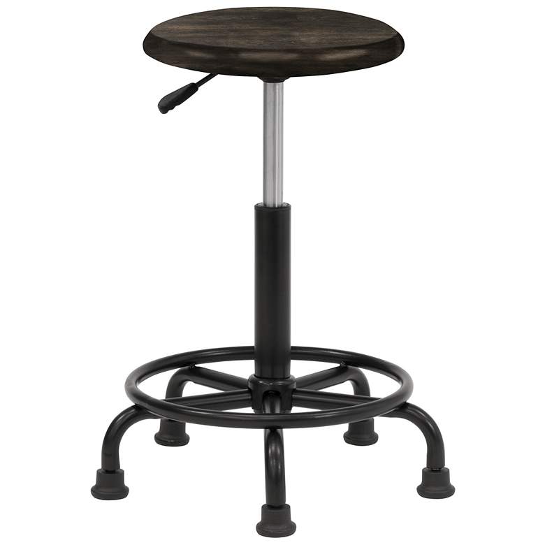 Image 5 St. James Distressed Black Wood Swivel Adjustable Stool more views