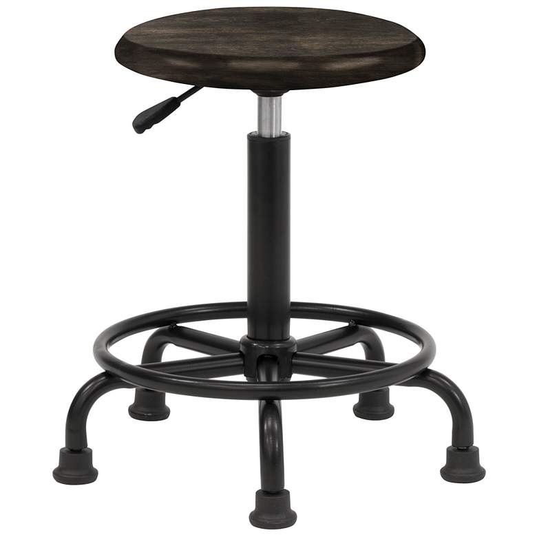 Image 6 St. James Distressed Black Wood Swivel Adjustable Stool more views