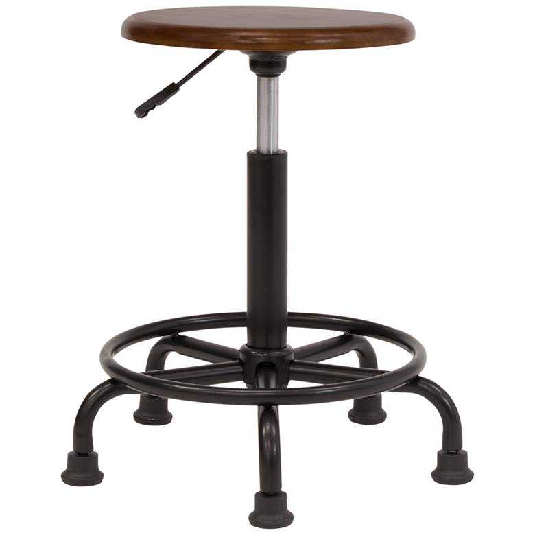 Image 3 St. James Rustic Oak Wood Swivel Adjustable Stool